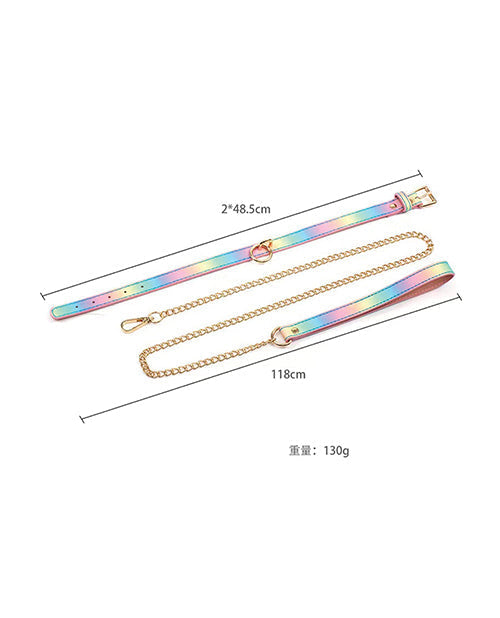 Hello Sexy! Hot Bitch Collar & Leash - Iridescent Rainbow