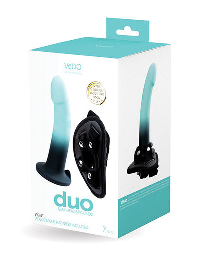 Dildo VeDO Duo de silicona con arnés - Turquesa/Negro