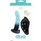 Dildo VeDO Duo de silicona con arnés - Turquesa/Negro