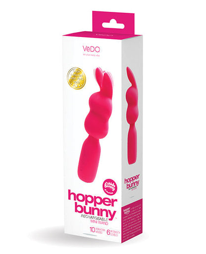Vibrador de conejo VeDO Hopper | Minivibrador recargable con forma de conejo | Rosa con 10 funciones | El mejor vibrador para mujeres