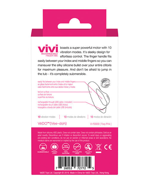 VeDO VIVI Balle Vibrante | Vibrateur Doigt Rechargeable | Vibrateur Clitoridien Renard Rose 10x | Meilleur Vibrateur pour Femme