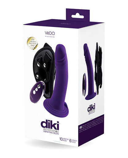 VeDO Diki Dildo vibrador recargable con arnés - Morado oscuro