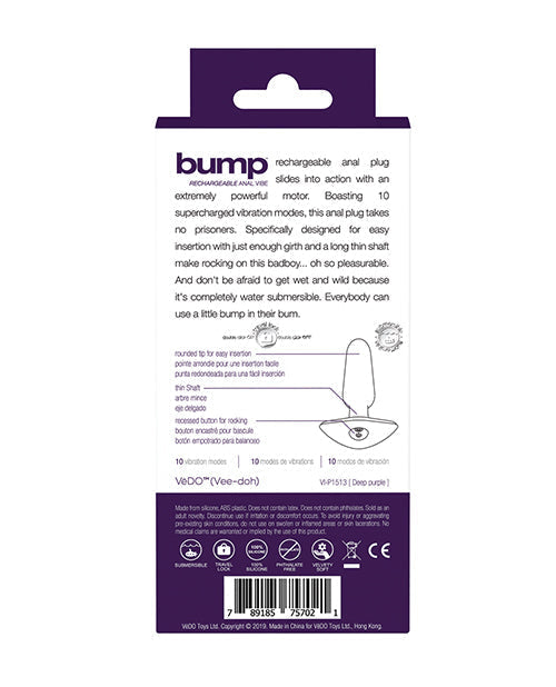 Vibromasseur anal rechargeable VeDO Bump - Violet intense