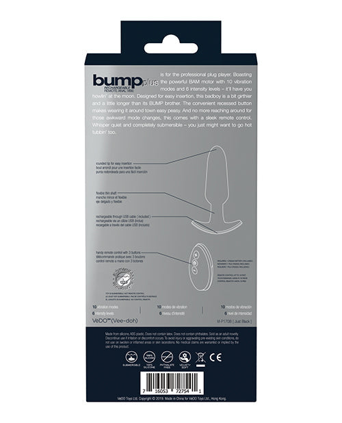 Vibromasseur Anal Télécommandé Rechargeable VeDO Bump Plus - Noir