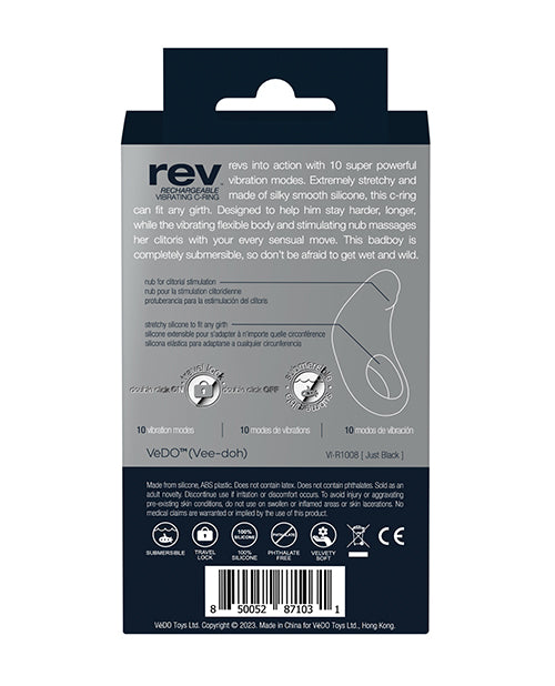 VeDO Rev Anillo recargable para el pene - Negro
