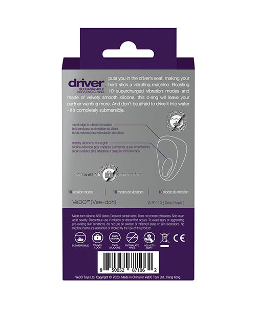 Anillo vibrador recargable VeDO Driver - Morado