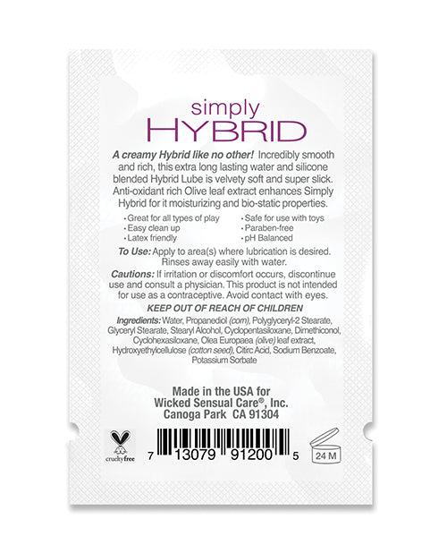 Lubrifiant Wicked Sensual Care Simply Hybrid - 3 ml