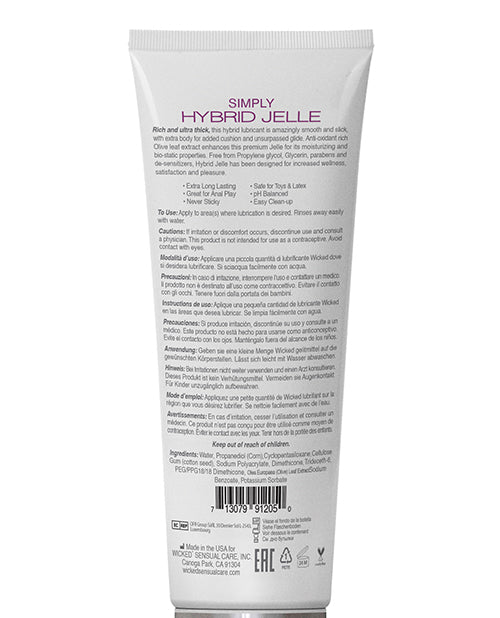 Wicked Sensual Care Simply Hybrid Jelle Lubricante - 4 oz