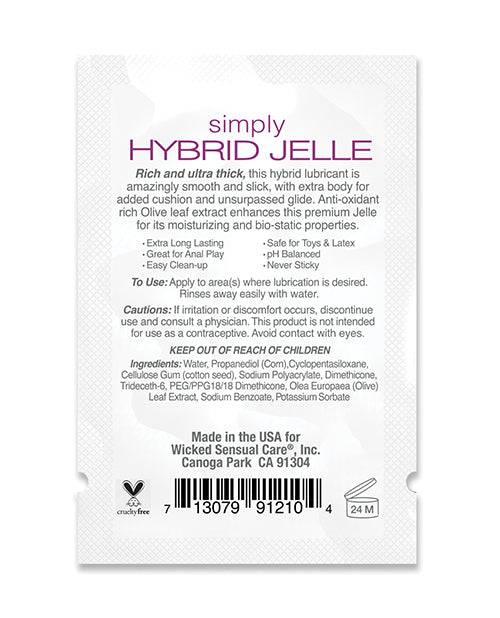 Lubricante Simply Hybrid Jelle de Wicked Sensual Care - .1 oz