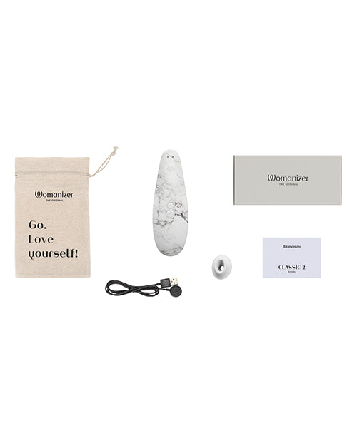 Estimulador Clitorial Womanizer x Marilyn Monroe Special Edition Classic 2 - Mármol blanco