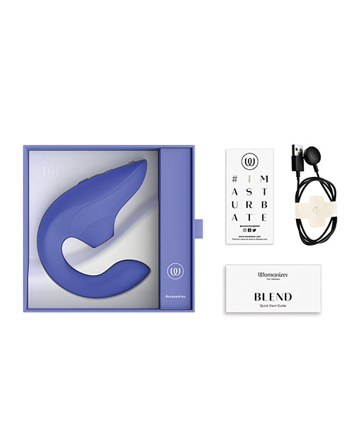 Vibromasseur Rabbit à air pulsé Womanizer Blend Pleasure - Bleu vif