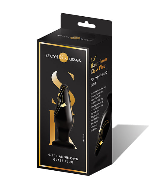 Plug de vidrio soplado ancho Secret Kisses de 4.5" - Negro/Oro