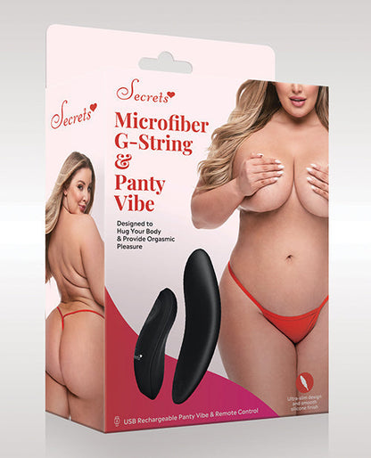 Tangas y vibrador de microfibra Secrets - Rojo QN