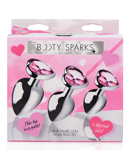 Booty Sparks: Juego de dilatadores anales de gema de corazón rosa