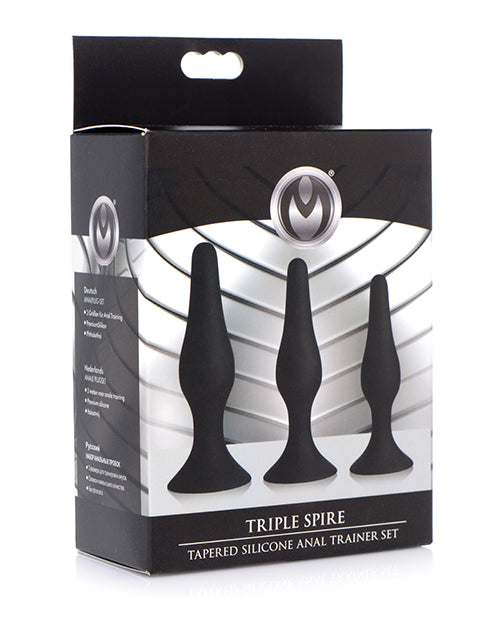 Entraîneur anal en silicone à triple conicité Master Series - Noir (Lot de 3)