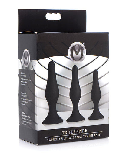 Entraîneur anal en silicone à triple conicité Master Series - Noir (Lot de 3)