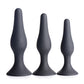 Entraîneur anal en silicone à triple conicité Master Series - Noir (Lot de 3)