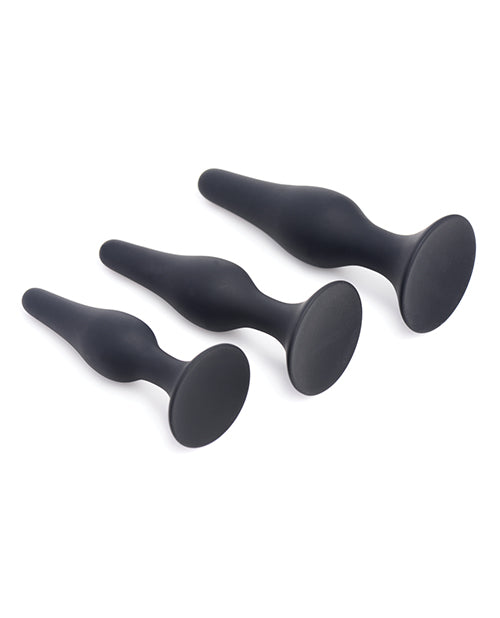 Entraîneur anal en silicone à triple conicité Master Series - Noir (Lot de 3)