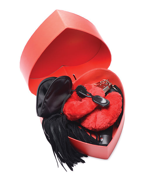 Frisky Passion Fetish Kit con caja de regalo con forma de corazón - Rojo