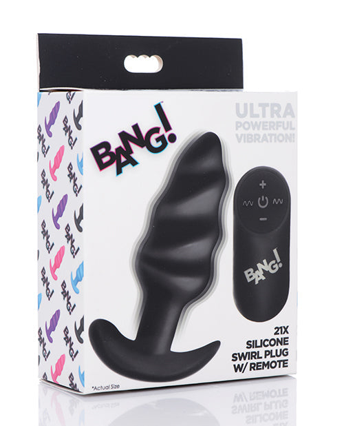 Bang ! Plug anal vibrant 21 vitesses avec télécommande – Noir