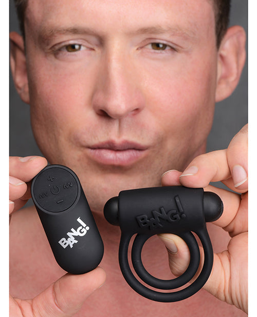 Anillo vibrador para pene y bala con control remoto - Negro