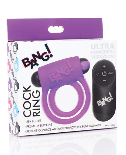¡Bum! Anillo vibrador para pene y bala con control remoto - Morado
