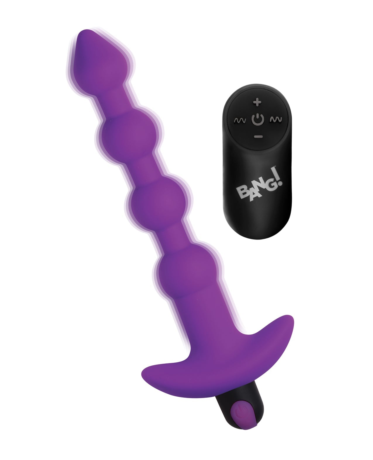 ¡Bang! Perlas anales de silicona vibratorias 28X con control remoto - Morado
