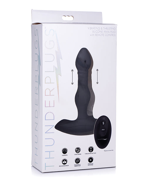 Tapón ThunderPlugs de silicona vibratorio y con empuje con control remoto - Negro