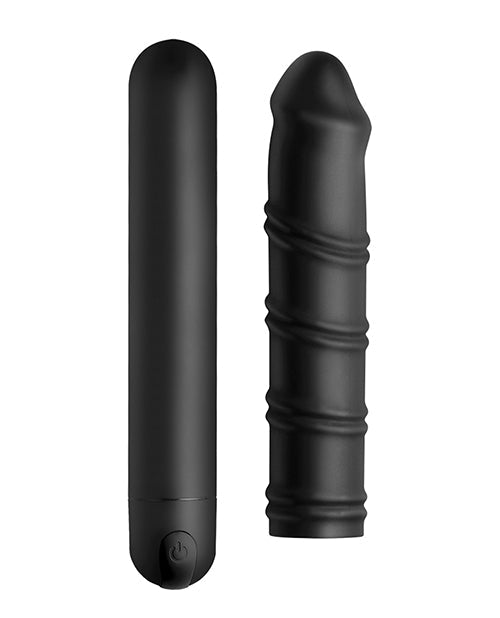 Vibrador peneano Bang | Bala XL y funda de dildo de silicona en espiral | Dildo grande negro texturizado e impermeable