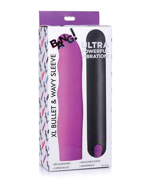 Gode Vibrant Bang | Gode Manchon XL en Silicone Ondulé Balle | Gode Violet Étanche
