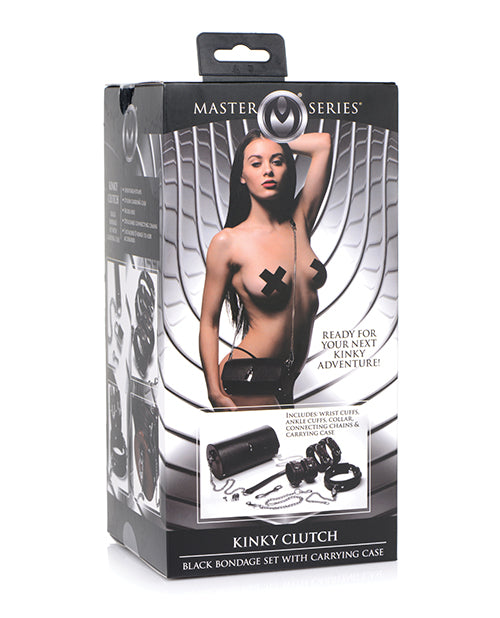 Conjunto Bondage Kinky Clutch de la serie Master en negro con estuche de transporte