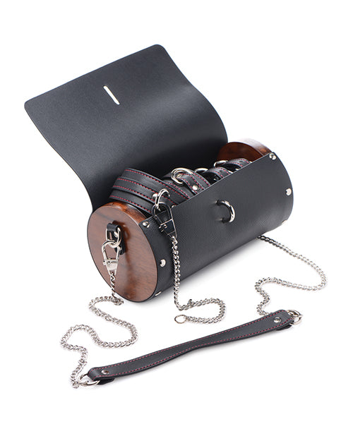 Conjunto Bondage Kinky Clutch de la serie Master en negro con estuche de transporte