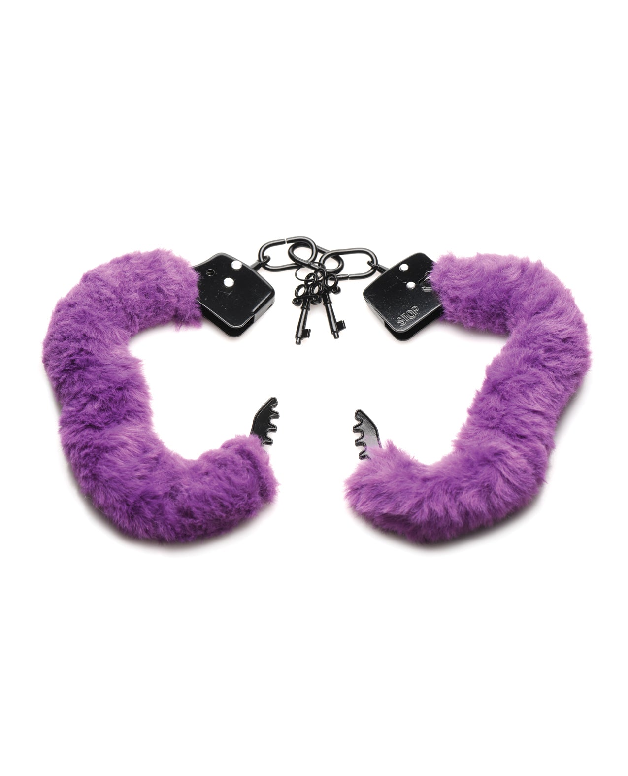Master Series Esposado en Esposas Peludas - Morado