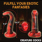 Gode réaliste créature | Gros gode en silicone King Cobra | Gode à ventouse
