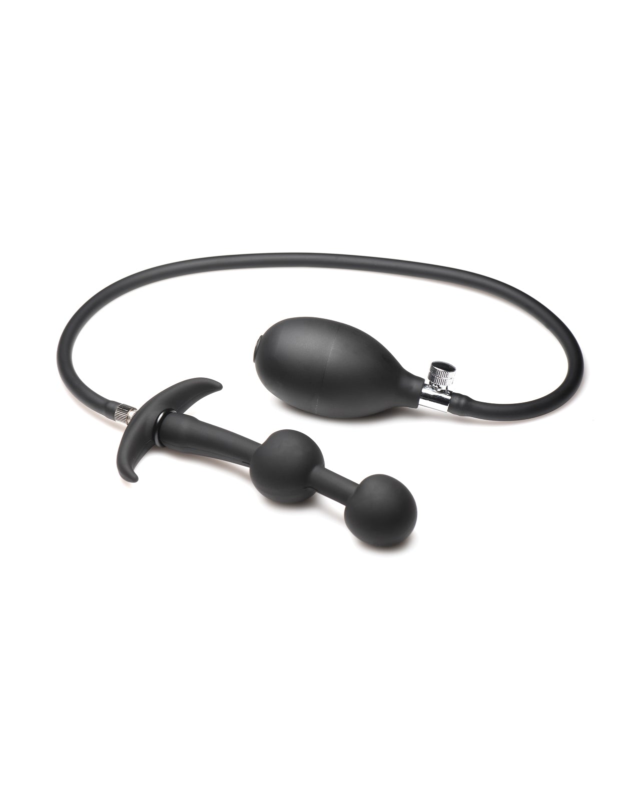 Master Series Ass Rattler Tapón Anal Inflable Ponderado de Silicona - Negro