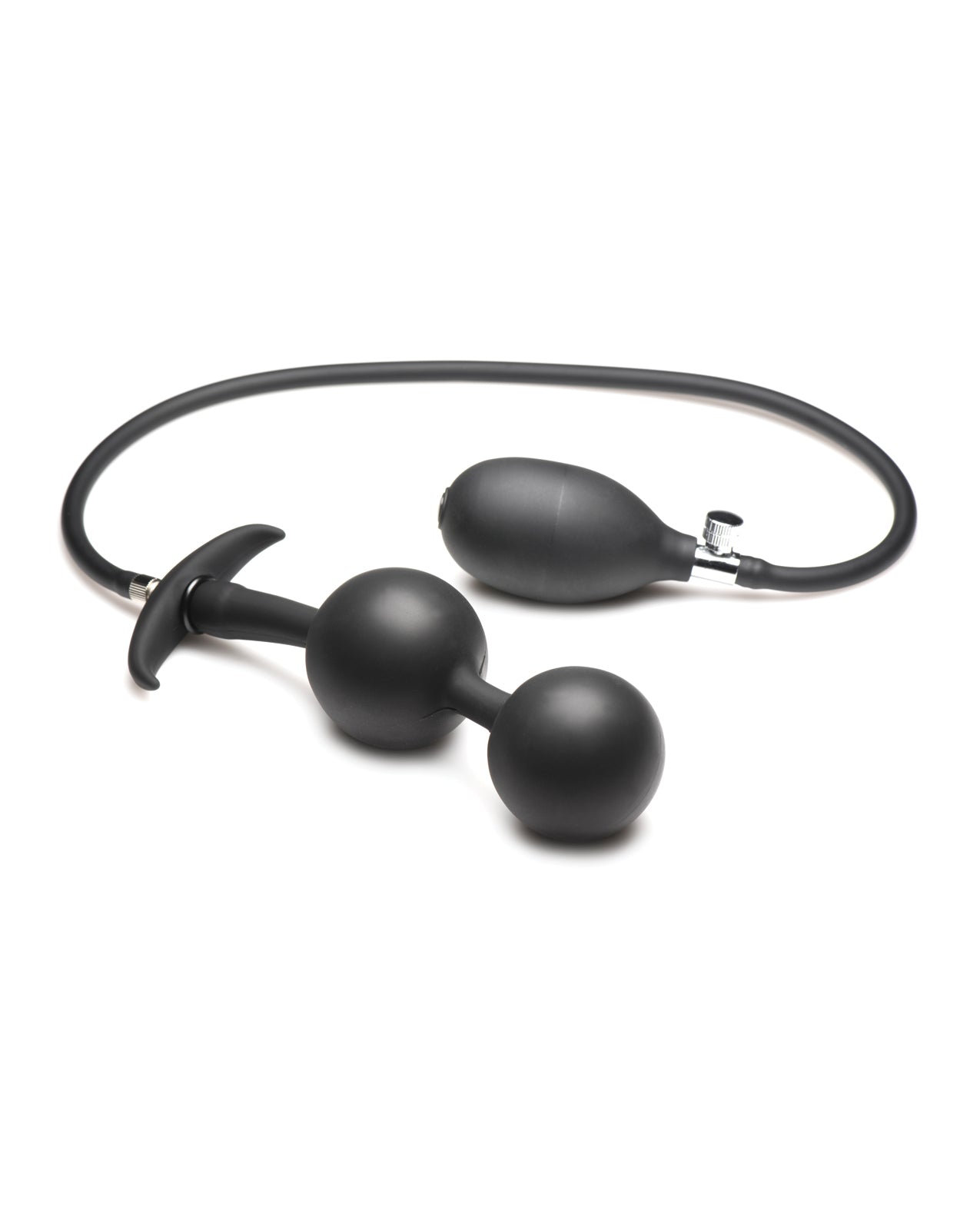 Master Series Ass Rattler Tapón Anal Inflable Ponderado de Silicona - Negro