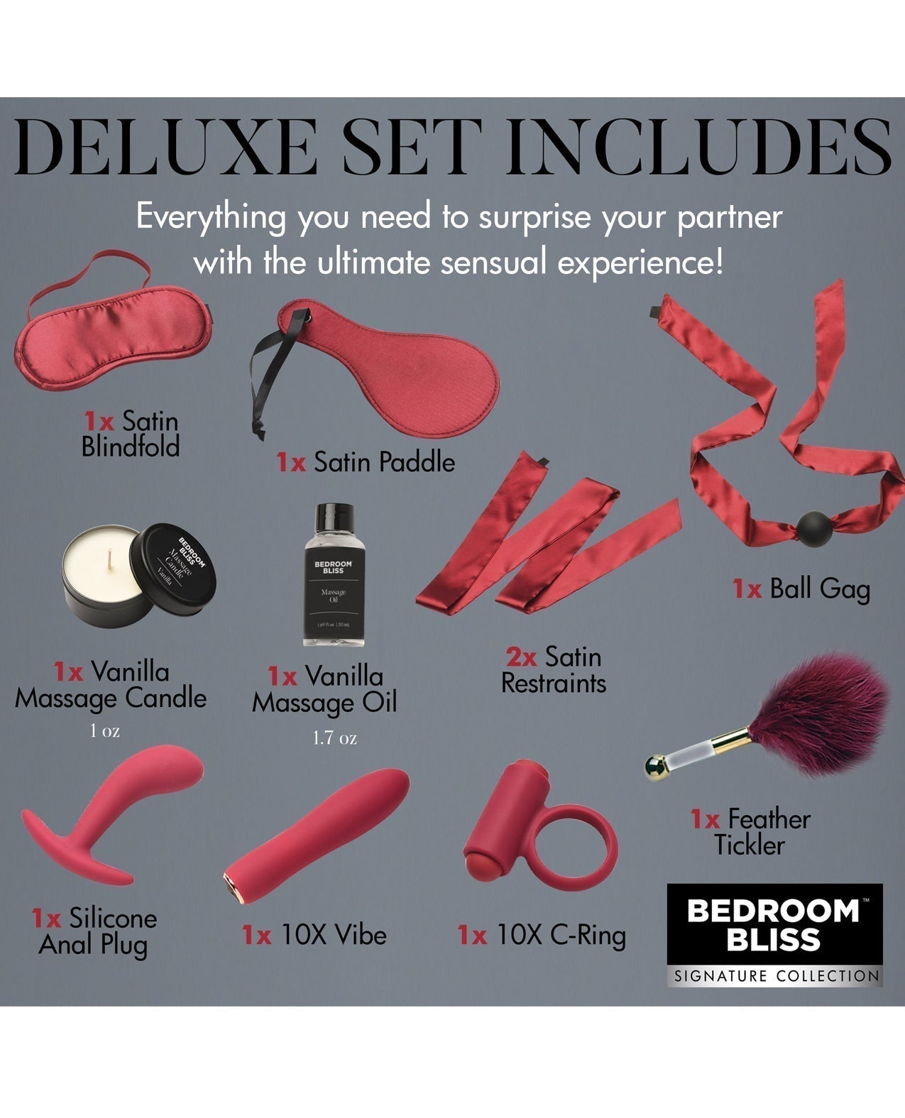 Set de masajes bondage "Bedroom Bliss" para amantes