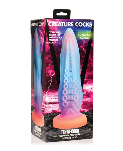 Godemichet Créature Pénis Géant | Gros Godemichet en Silicone Tenta-Pénis | Godemichet Ventouse qui Brille dans le Noir