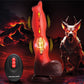 Dildo de silicona vibrador y de embestida con forma de pene de criatura y control remoto - Rojo/Marrón