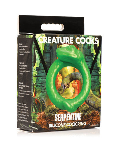 Anneau pénien en silicone serpentin Bite de Créature - Vert