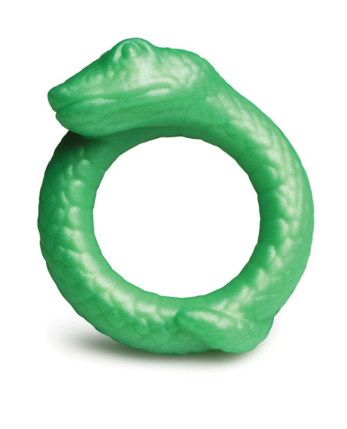 Anneau pénien en silicone serpentin Bite de Créature - Vert