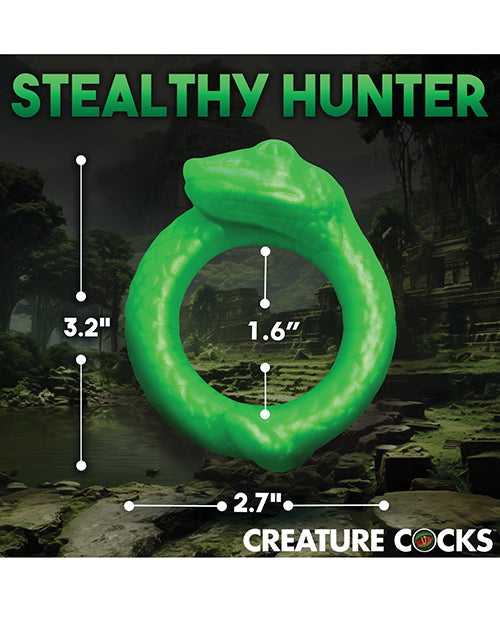 Anneau pénien en silicone serpentin Bite de Créature - Vert
