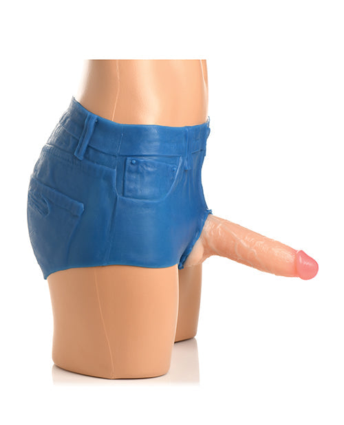 Pantalones Cortos Con Tirantes Para Sujetar Dildo De Silicona De 6" Con Arnés - Grande