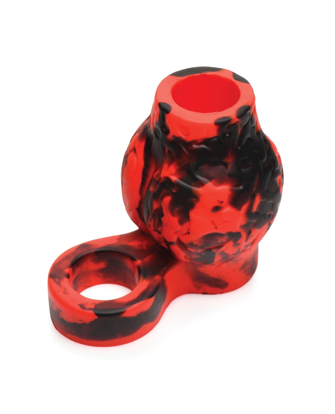 Funda para pene y estirador de testículos Hell Bound Creature Cocks - Grande, Rojo/Negro