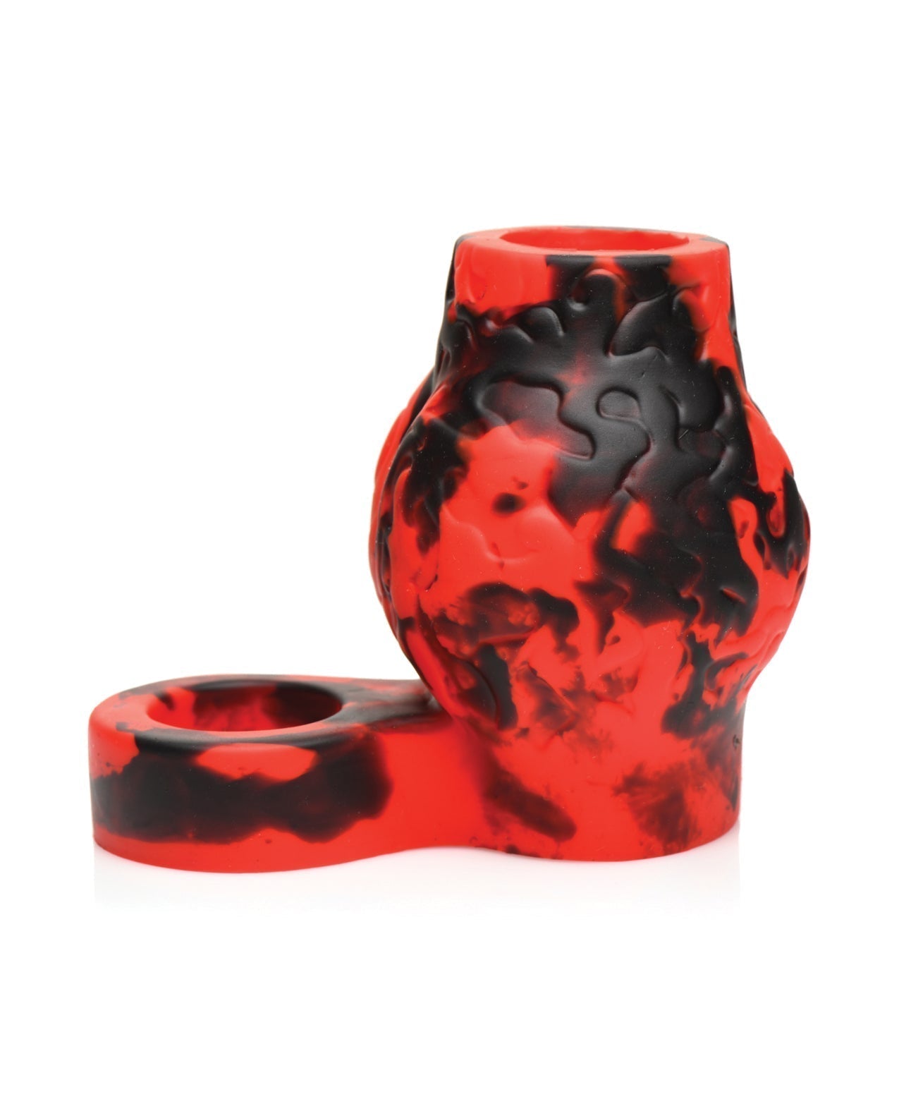 Funda para pene y estirador de testículos Hell Bound Creature Cocks - Grande, Rojo/Negro