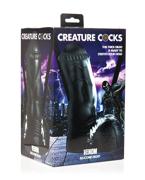 Dildo realista de criatura | Dildo negro grande de silicona Venom | Dildo con ventosa