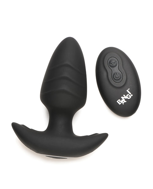 Bang! Plug anal conique rotatif et vibrant avec télécommande - Noir