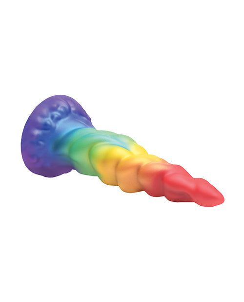 Grand godemichet de créature | Godemichet en silicone Licorne | Godemichet arc-en-ciel à ventouse