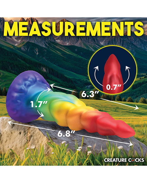 Grand godemichet de créature | Godemichet en silicone Licorne | Godemichet arc-en-ciel à ventouse