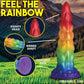 Grand godemichet de créature | Godemichet en silicone Licorne | Godemichet arc-en-ciel à ventouse